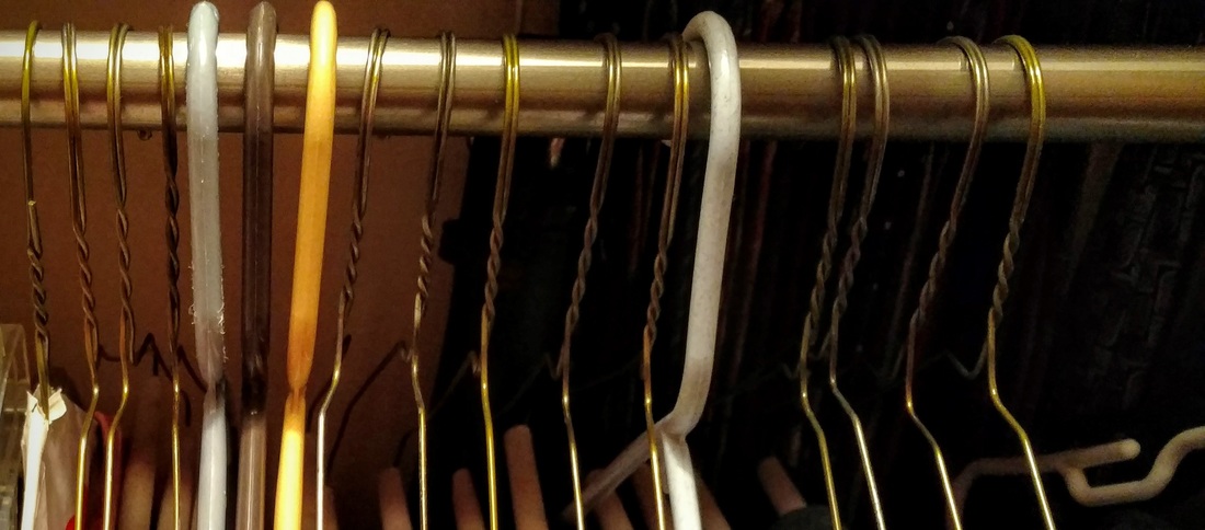 Hangers on a closet rod